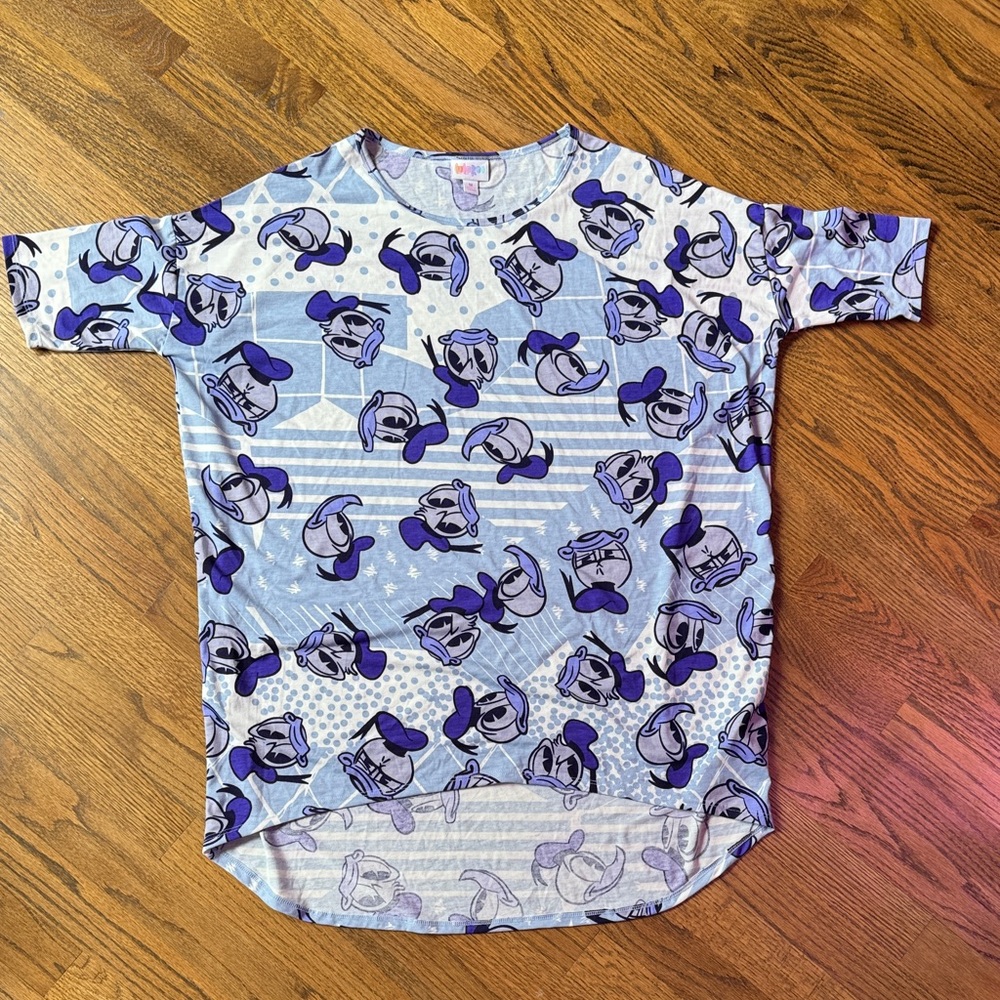Lularoe Blue and White Donald Disney  Graphic T-Shirt M (fits up to XL)